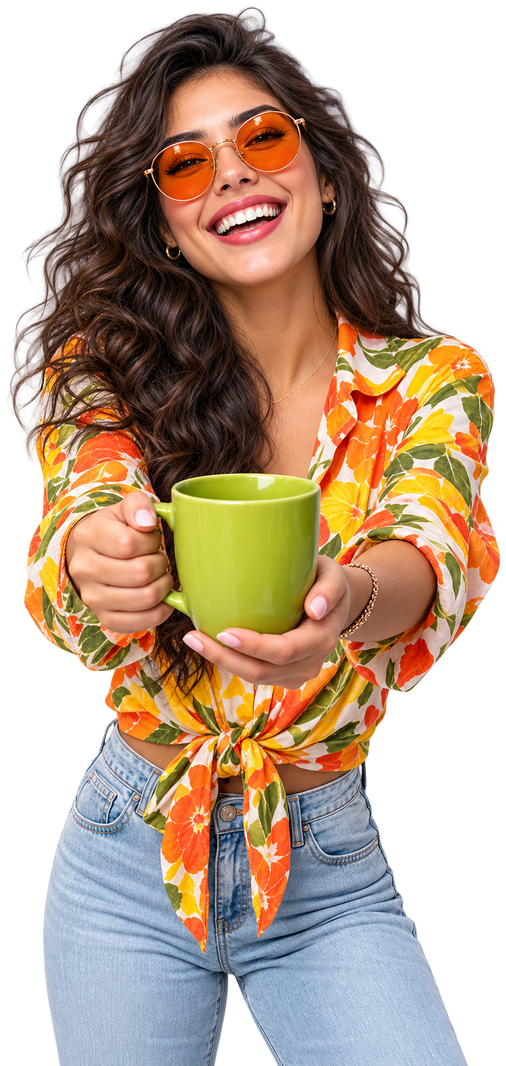 Gast der Brunnenstube mit einem heißen Chai